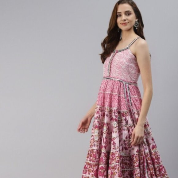 Cotton Floral Printed Gotta Patti Pure Cotton Kurta with Sharara & With Dupatta - Picture 1 of 5